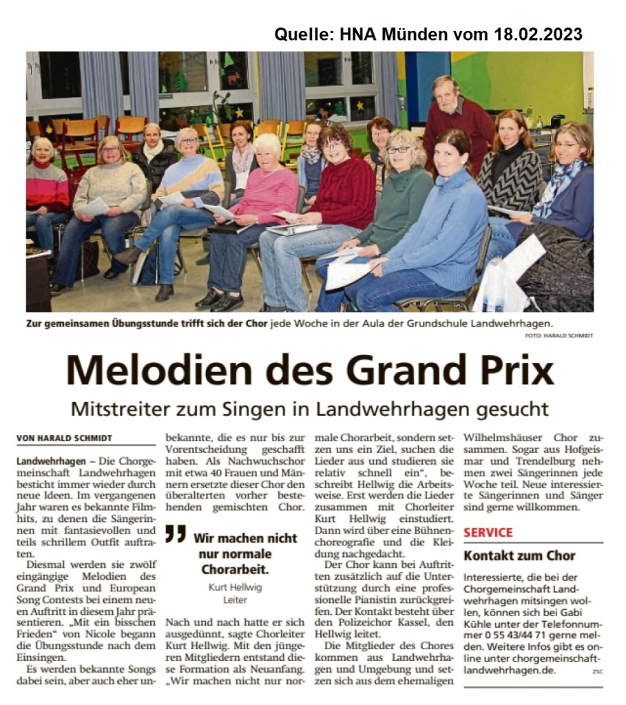 Artikel in der HNA vom 18.2.23